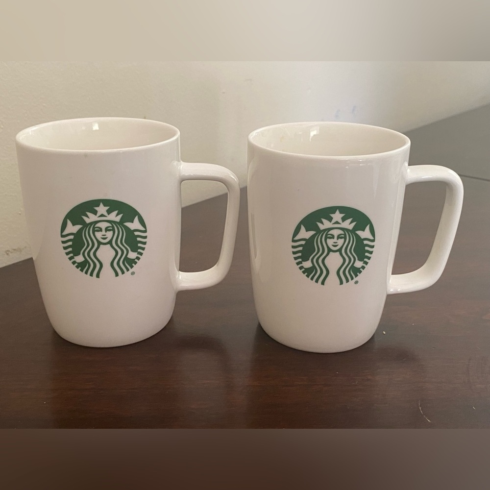 Set Of 2 Starbucks White Ceramic Mermaid Siren‎ Coffee Mugs 2017